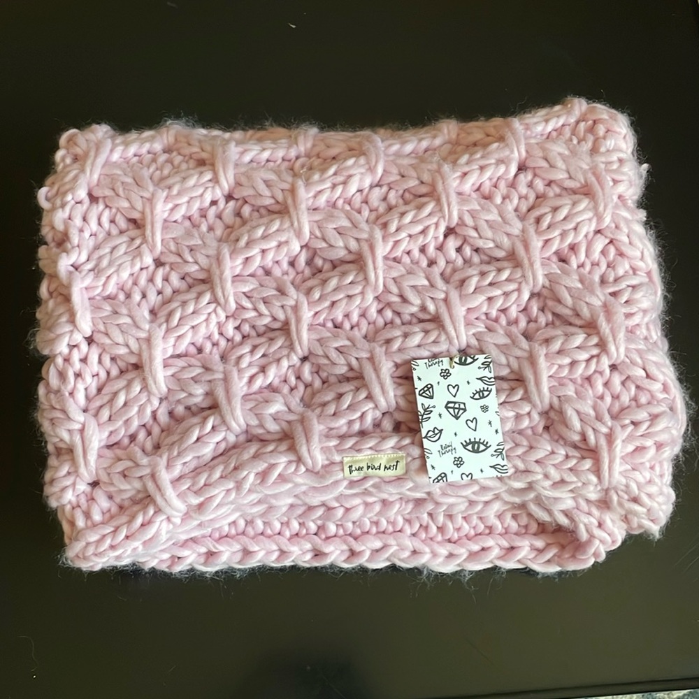 Three Bird Nest Blush Braided Knit Scarf